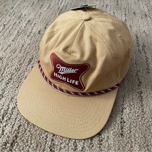 Miller High Life Beer Patch Logo Rope Beige Snapback Mens Cap Hat New With Tags
